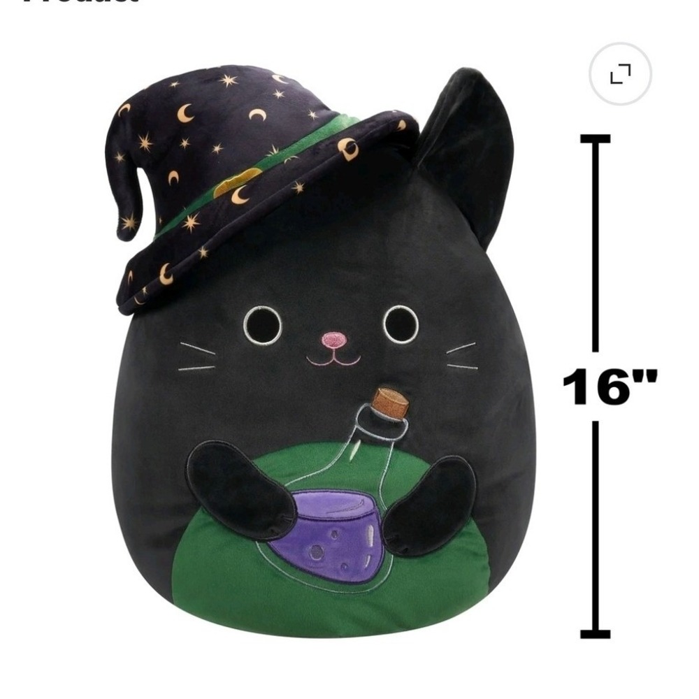 Squishmallows Cleo Black Cat Witch 16" Halloween Potion Plush NWT - Picture 5 of 10